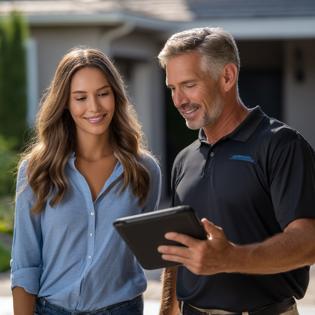 Technician going over options with a client