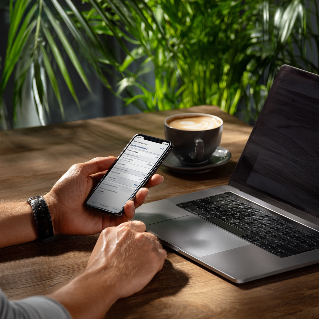 Customer booking online with phone and laptop