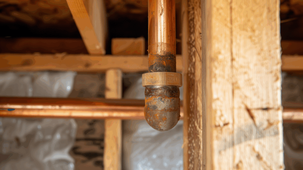 Corroded copper pipe